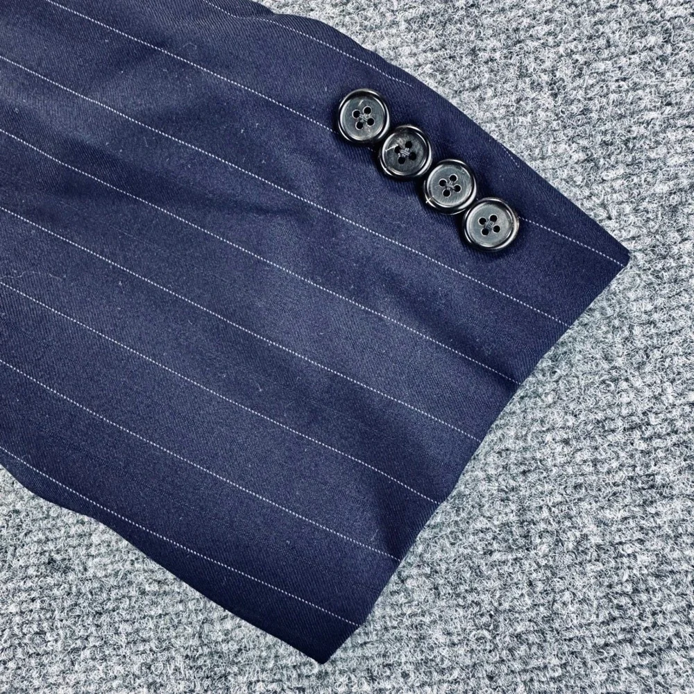 Hickey Freeman Nordstrom 42L Blue Pinstripe Loro Piana Super 120s Blazer Jacket